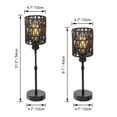 thumbnail image 2 of FSLiving Rechargeable Battery Operated LED Table Lamp Telescoping Rod Adjustable Height Lamp-Post by Remote RV Dimmable Retro Black Natural Rattan Portable Book Light Nightstand Bar Restaurant Cafe, 2 of 7