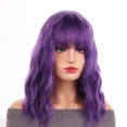 thumbnail image 2 of RightOn 14 Inches Deep Purple Wig with Bangs Short Curly Wig for Women Daily Use, 2 of 4