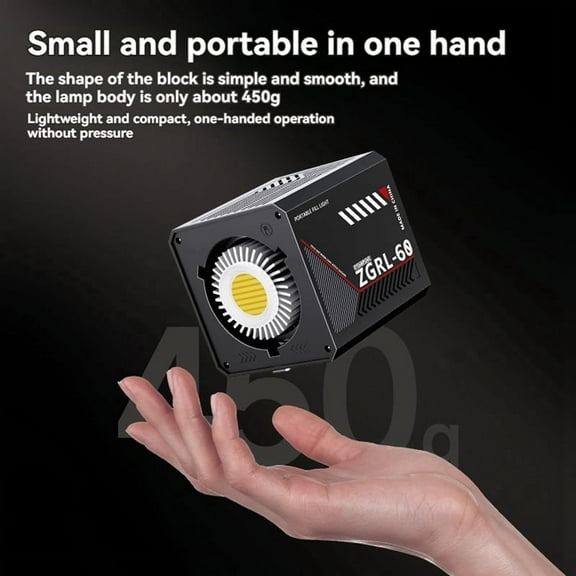 60W LED Handheld Video Light Bi-Color 2800K-6500K COB High Power Fill Light Portable Live Broadcast Fill Light US Plug