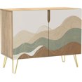 thumbnail image 3 of PixonSign Sideboard Buffet Cabinet, Kitchen Storage Cabinet with 2 Doors, Multicolor Geometric Mountain, Cupboard Console Table for Dining Room - 35" L x 18" W x 29" H, 3 of 5