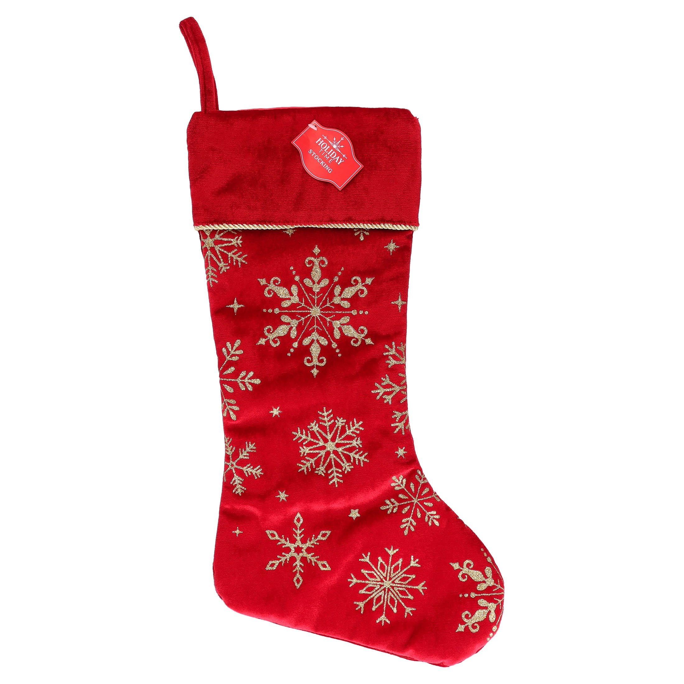 Velvet Snowflake Christmas Stocking, Burgundy, 18", by Holiday Time