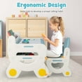 thumbnail image 3 of Costway Kids Drawing Table & Chair Set for Reading Playing with Pens & Blackboard Eraser Blue, 3 of 10