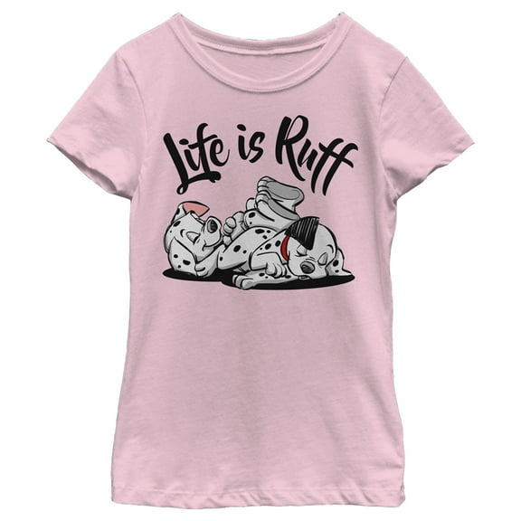 Girl's One Hundred and One Dalmatians Life is Ruff Graphic Tee Light Pink Small