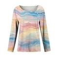 thumbnail image 4 of QUNYINEY Fall Tshirts for Women Plus Size Tie Dye Button V Neck Long Sleeve Tops Pullover Loose Fit Womens Graphic Tees, 4 of 7