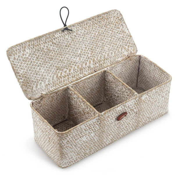 Cesta de almacenamiento DECRAFTS Seagrass con tapa rectangular pequeña