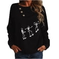 thumbnail image 1 of Camiseta de manga larga con botones y cuello redondo estampado casual para mujer Top suelto Pompotops  FGAJ7541, 1 of 8