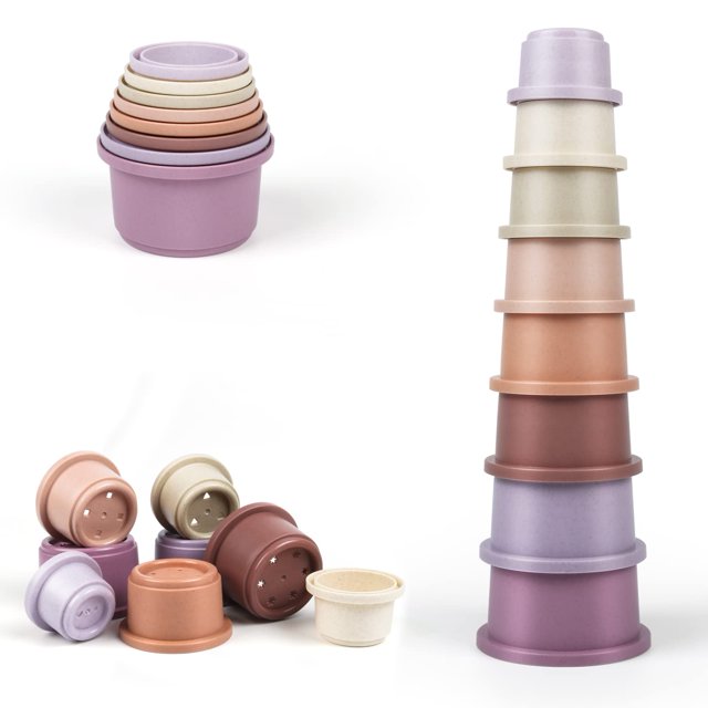 Juego de juguetes para bebés con tazas apilables, para niños de 1, 2 y 3 años, 8 colores
