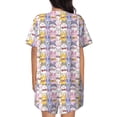 thumbnail image 3 of Naloa Cartoon Colorful Rabbit Women's Short-Sleeved Pajama Set, Loungewear, Summer pajamas, Breathable Cozy - Large, 3 of 9