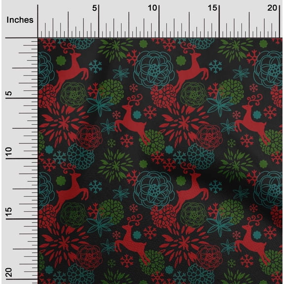 oneOone Polyester Lycra Black Fabric Christmas Craft Projects Decor Fabric Printed By The Yard 56 Inch Wide