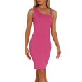 thumbnail image 4 of Vestido sin mangas Bodycon Inspire Chic para mujeres, vestido de tanque de verano acanalado, elegante en color rosa intenso, 4 of 6
