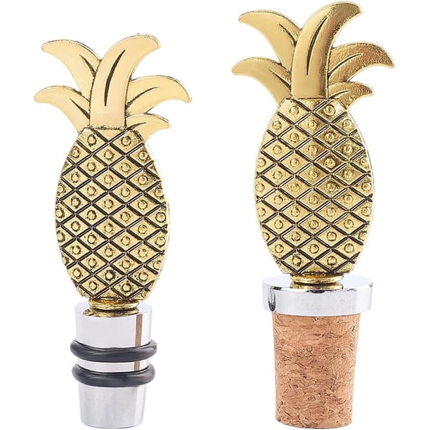 Tapón de botella de metal con forma de piña, 2 estilos, para vino de frutas, dorado, reutilizable, de aleación, para decoración de bombas.