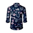 thumbnail image 3 of Mens Hawaiian Shirts Ocean Wave Print Casual Long Sleeve Button Down Shirts Tropical Holiday Beach Clothes, 3 of 4