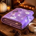 thumbnail image 7 of Floleo Halloween Ghost Throw Blanket, Cute Spooky Flannel Fleece Decor, Soft Purple Plaid Blanket for Couch Bed, Holiday Gift for Adults, 7 of 7