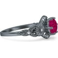 thumbnail image 6 of Art Deco Ring Sunflower Design Round Ruby Cubic Zirconia Black Tone 925 Sterling Silver, Size 5, 6 of 7
