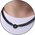thumbnail image 1 of Collar de caucho negro Yashi con inicial AZ 18 pulgadas acero inoxidable, 1 of 5