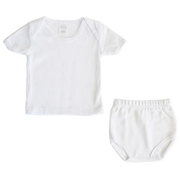 Interlock White Short Sleeve Lap T-Shirt & Underwear Set, New Born