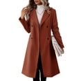 thumbnail image 2 of Fall Winter Womens Long Double Breasted Coats Lapel Collar Pea Coat Slim Fit Jackets Trench Coat Outwear, 2 of 5