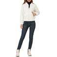 thumbnail image 3 of INSPIRE CHIC Women's Stand Collar Zip Up Raglan Sleeves Bomber Quilted Jacket XL White, 3 of 7