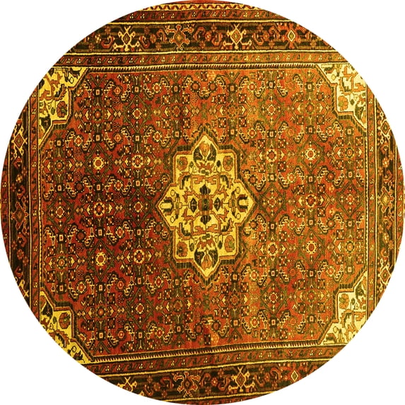 Ahgly Company Indoor Round Persian Yellow Traditional Area Rugs, 4' Round
