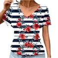 thumbnail image 1 of Puntoco Blusas cortas de liquidación para mujer, blusa informal de manga corta con cuello en V y estampado para mujer, 1 of 5