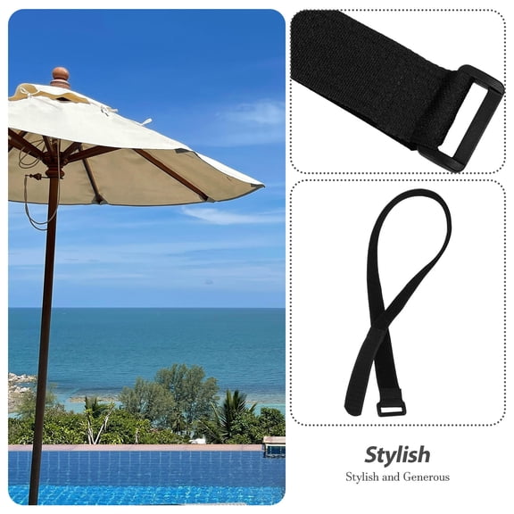 Clispeed 6-Pack Adjustable Black Patio Umbrella Tie Straps Portable Wind Stabilizers for Outdoor Use