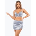 thumbnail image 7 of 2 Piece Bralette Crop Top Mini Skirt Adjustable Straps Lace Trim Nightwear Sleepwear Outfit, 7 of 7