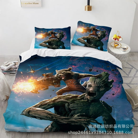 Guardians Of The Galaxy Bedding Quilt Cover, Three-Piece Set, Soft Microfiber, 3D Printed Duvet Cover-Youyoupin