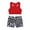 Red, variant on YONGHS Kids Girls Gymnastics Sports Outfits Racer Back Crop Top Booty Shorts Set A Rose&Black 7-8