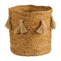 Nearly Natural 12" x 12" x 12.5" Round Beige Burlap, Cotton and Jute Plant Planter