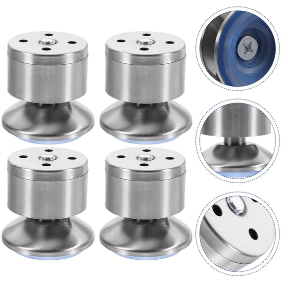 Yeahibaby-4PCS Stainless Steel Cabinet Feet - Adjustable Furniture Support Legs for Sofa & Cabinet (Solid Steel)