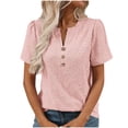 thumbnail image 1 of DcGZvy Going Out Tops for Women Short Sleeve Blouses for Women V Neck Button-Down Shirts for Women Solid Color Tunic Tops Work Shirts for Women Summer Basic Tees 2025 S, 1 of 6