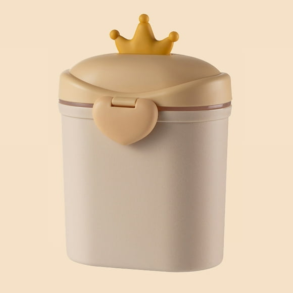 Contenedor portátil para leche en polvo para bebé, diseño de corona de dibujos animados, doble capa, para almacenar aperitivos y frutas, gran capacidad, amarillo, 800 ml, 21 cm