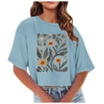 thumbnail image 2 of Tejiojio 2025 Fashion Women Summer/Spring Round-Neck T-Shirt/Short Sleeve Casual Printing Crew-neckon Blouse Tops Loose Boho Shirts for Women, 2 of 6