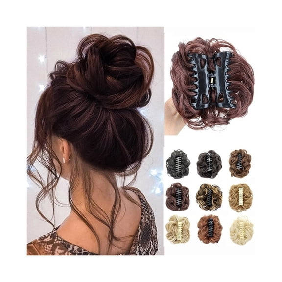 Synthetic Messy Hair Bun Curly Chignon Claw Clip Wave Curly Hairpiece Extension for Women