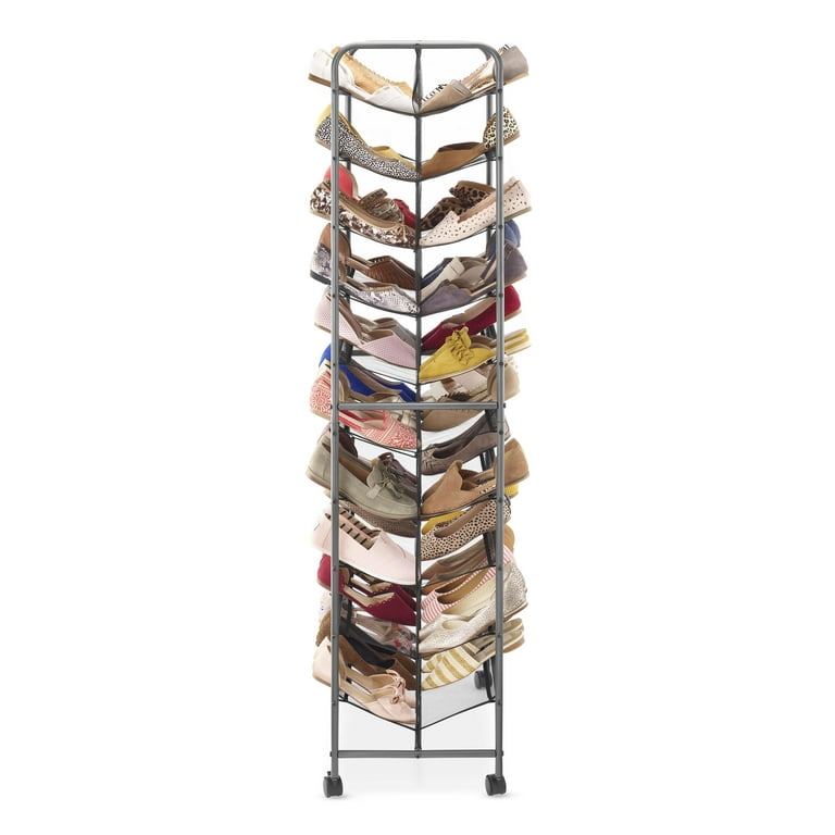 Whitmor 10 Tier 2 Sided Rolling Shoe Cart Gunmetal Gray Walmart
