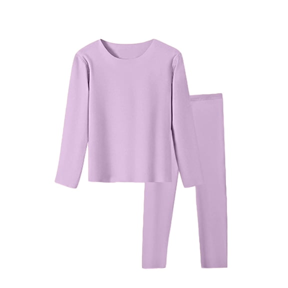 LIJCC Children's Kids Boys Girls Fleece Lined Thermal Underwear Thickened Fashionable Casual Home Underwear(Purple,18-24 Months)