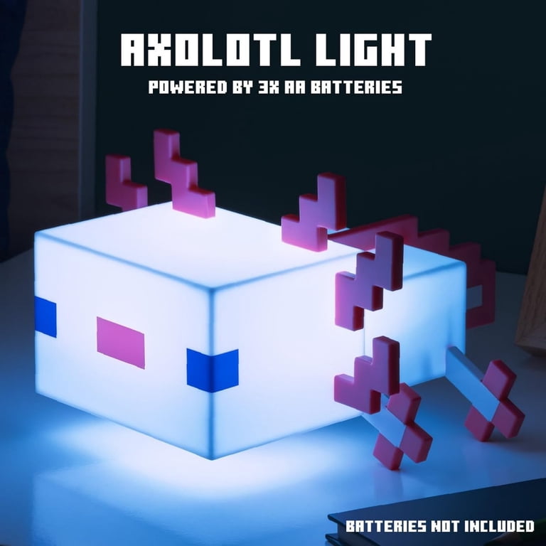 Paladone Minecraft Axolotl Light, Pixelated Game Room Mood Lamp, 5