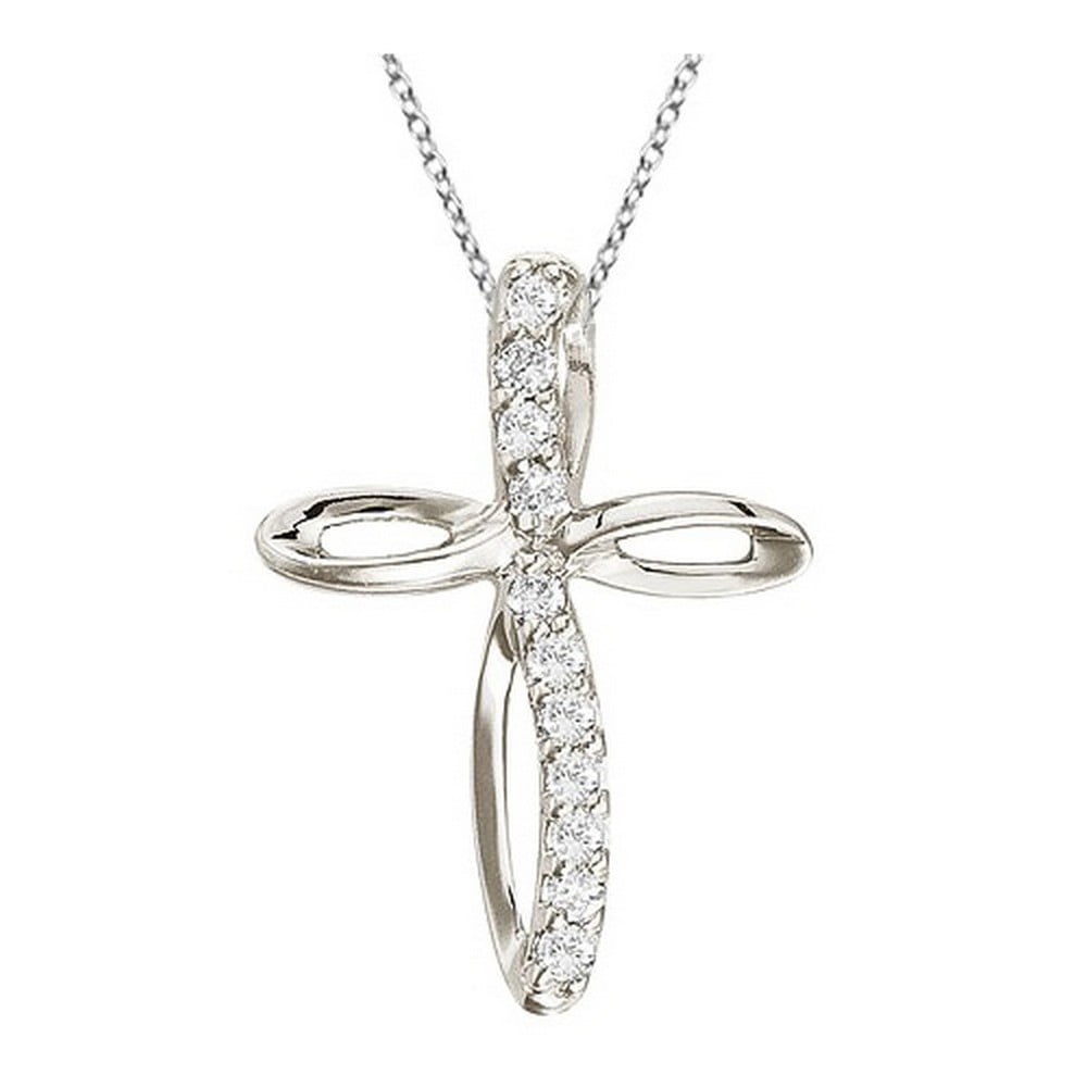 Seven Seas Jewelers - Swirl Diamond Cross Pendant Necklace in 14k White
