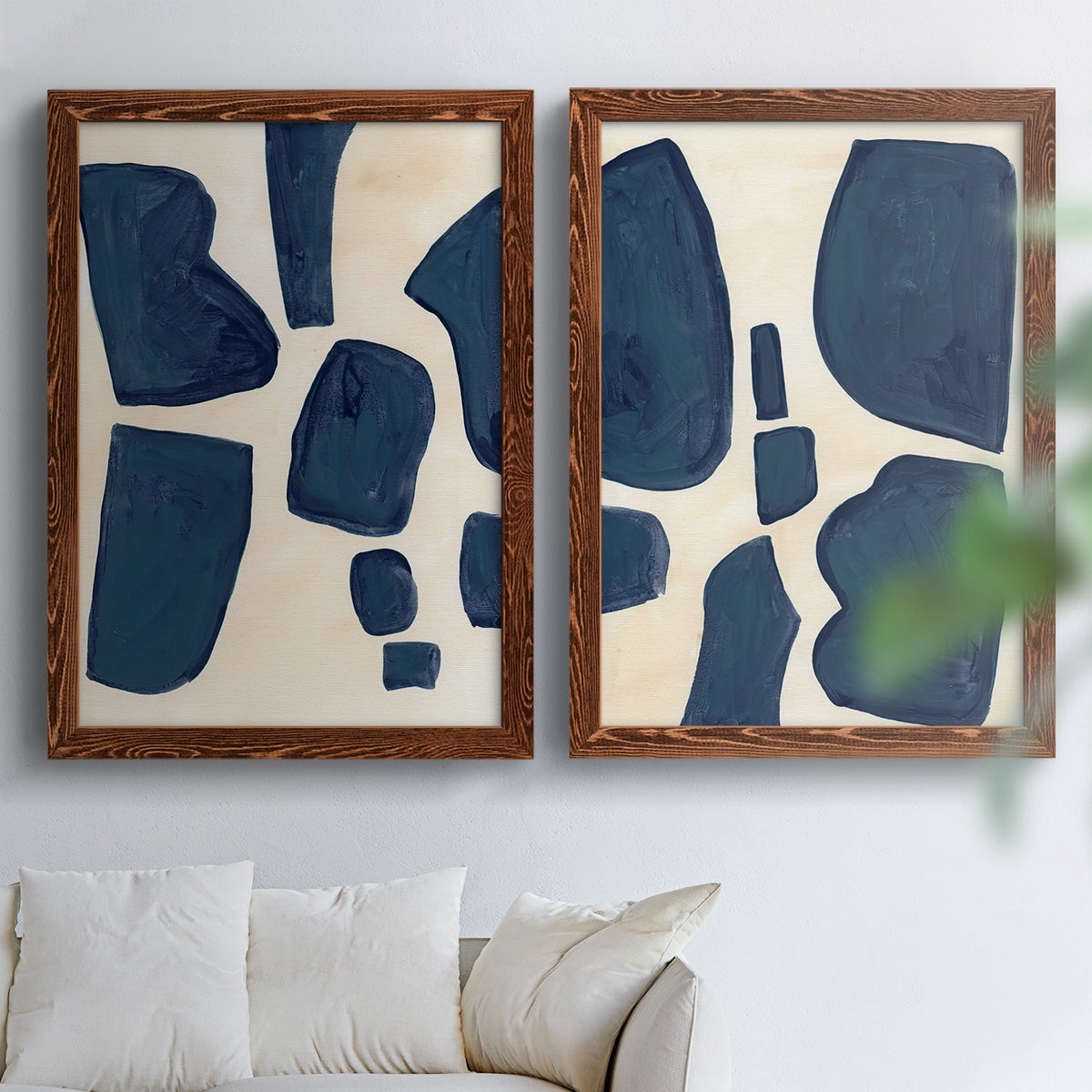 Blue Pieces I - Premium Framed Canvas 2 Piece Set - Ready to Hang