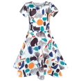 thumbnail image 1 of Girls Dress Tree Bird Bear Cartoon Short Sleeve Dress 6 Years, 1 of 8
