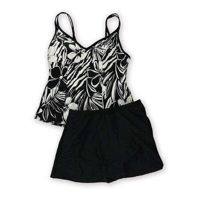 MiracleSuit Tankini de 2 piezas con falda Malibu para mujer, negro, 8 MiracleSuit Tankini