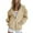 Khaki, variant on Women's Casual Solid Color Hooded Long Sleeve Sweatshirt Zipper Pocket Jacket