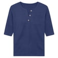 thumbnail image 4 of DHFJKG Henley Shirts For Women Solid Color 3/4 Sleeve T Shirt Spring Summer Loose Fit Basic Tee Soft Daily Wear Versatile Tops, 4 of 4