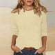 thumbnail image 2 of Mujer Casual O-Cuello Manga Tres Cuartos Color Sólido Top Complexion/XL, 2 of 9