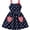 Blue Heart, variant on Girls Independence Day Dress Square Neck Bow Shoulder A-Line Flowy 4th of July Outfit for 6-7 Years, Red Stripes
