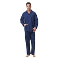 thumbnail image 3 of GLOBAL Men's 100% Cotton Long Sleeve Pajama Set, Breathable Lightweight Button Down Nightwear with Pants, S-3XL, 3 of 7