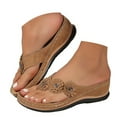thumbnail image 3 of Mostsola Orthopedic Wedge Sandals for Women Slip on Flip Flops Comfortable Bohemia Summer Slides, 3 of 8