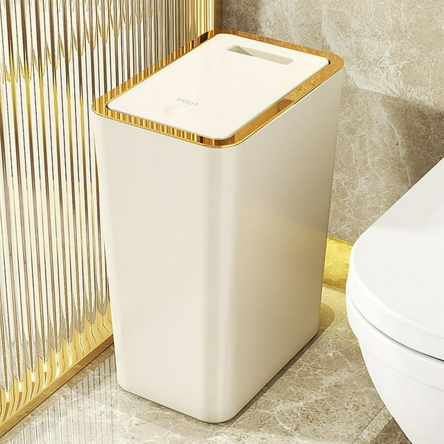 LOVEVER Lightweight Bin 2.2 Gallons Trash Can with Lid and Deodoriser Sturdy Plastic in a Range of Colours - Space-Saving Slimline Design - Easy to Use Push-On Lid Suitable for Any Loca