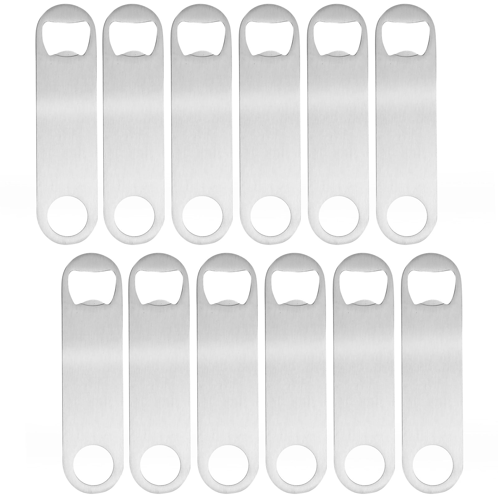 12Pack Stainless Steel Flat Bottle Opener Bulk Set for Bartender, Bar