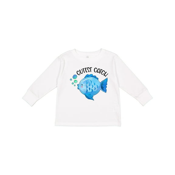 Inktastic Cutest Catch Cute Blue Fish Boys or Girls Long Sleeve Toddler T-Shirt